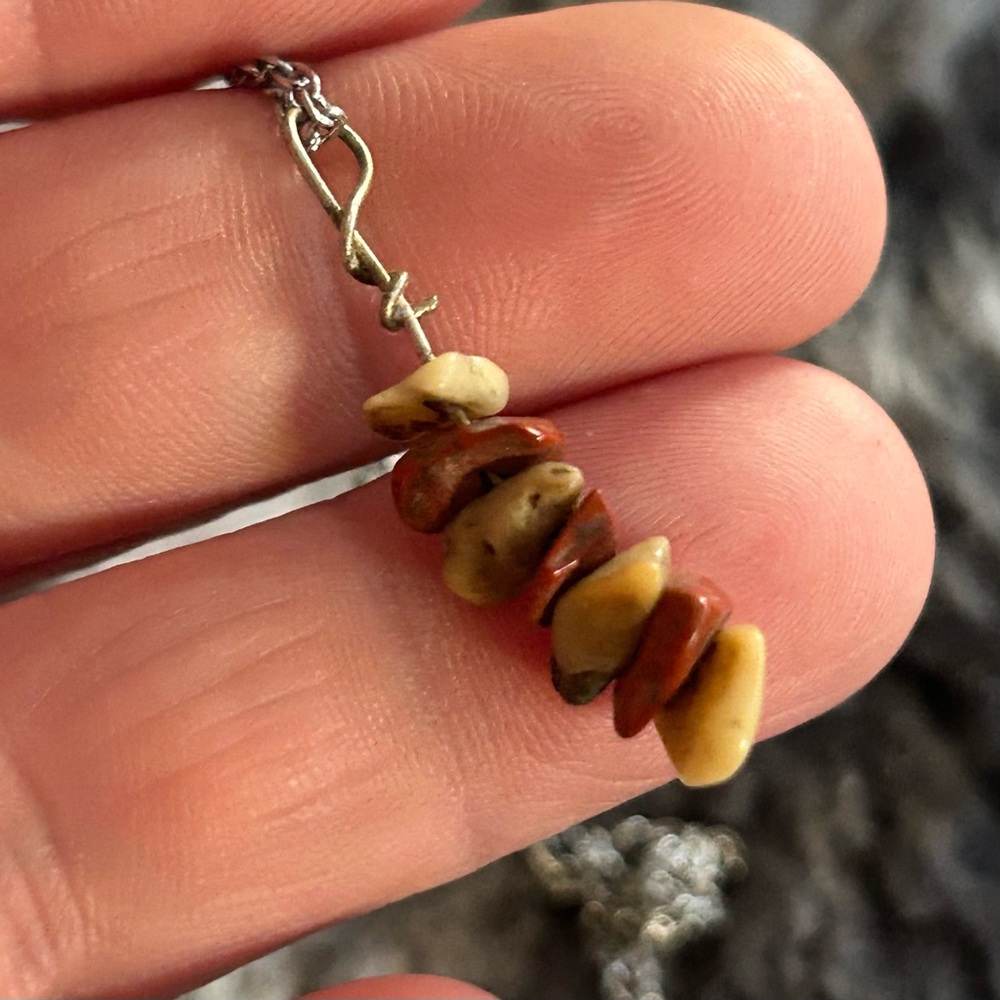 Handcrafted genuine stone pendant on chain necklace